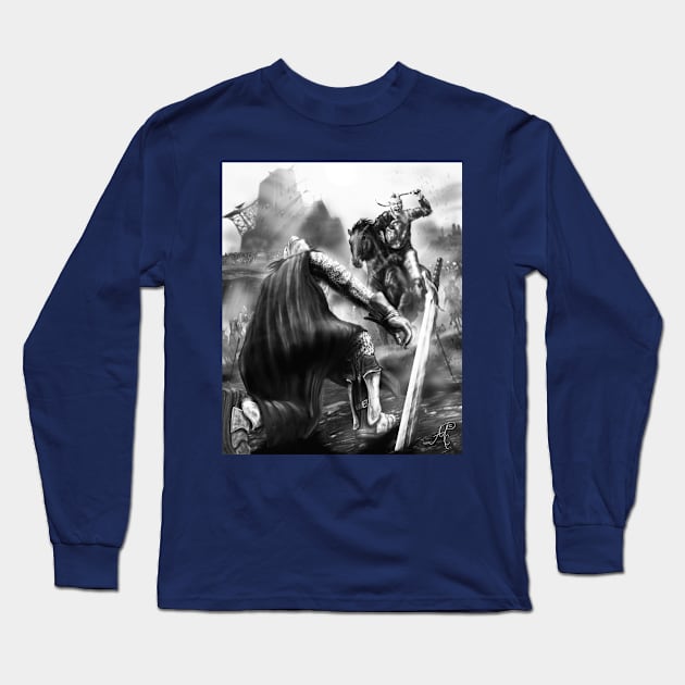 Fight or flight in greyscale Long Sleeve T-Shirt by AndyJamesMcCann